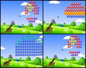Another great balloon shooting game. Just pop required number of balloons to pass the level. You have limited number of cannon balls. Use Mouse to set angle and fire.