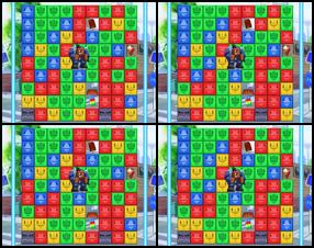 Your aim is to save the city from blocks. On each level you will need to collect a certain amount of items before the exit opens, but you have a limited number of moves to do this. To move your hero around the board remove blocks beneath them and rotate the board. Use mouse to click on blocks to highlight them, then click again to clear them. Removing groups of 3 or more blocks will only cost you one move, removing a pair of blocks will cost you 2 moves, single block - 4 moves. The board can be rotated by clicking the arrow at sides, or use left and right arrow keys.