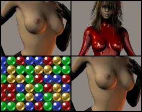 Something harder and more interesting that simple adult game. Here you have to connect three bloobs of one colour in a row to remove them and get to the next level and have the girl strip for you. Use Mouse to play this game.