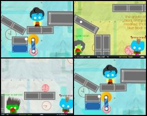 Your task is to free all brains and make them move to the hungry zombie mouths. Solve all puzzle levels by removing blue objects to roll the brain and feed all hungry zombies. Use Mouse to click on blue objects and remove them.