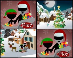 Its Christmas-Stickmas time in Causality Land! Your task is to perform various actions in the right order and kill all black guys to finish the game. Use your mouse to click on different places and cause chain reaction of actions.