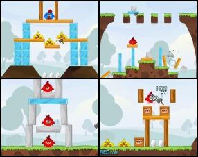 Now you have to figure out how to kill all birds and destroy their eggs in each level. There will be different kind of chickens in the house. Follow game instructions to learn how to deal with each of them. Use Mouse to chop icy and wooden blocks with your axe.