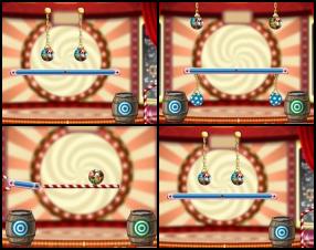 In this circus themed ball game you have to cut the chains and get all clowns to the same coloured barrels. Use mouse to cut the chains. Sometimes you have to use perfect timing skills and choose right order to release clowns.