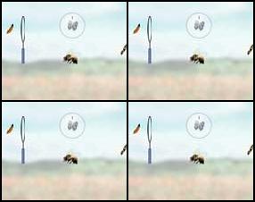 You are catching butterflies with a device that looks like a ring with soap bubbles. you must aim your "weapon" on a butterfly and click to catch an insect. Beware of wasps - they destroy bubbles and you loose points.
