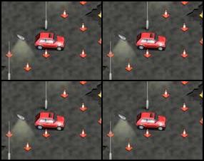 You’ve got only 30 seconds to knock down as many cones as you can. Use arrow keys to control the car. Knock down cones for points. Avoid obstacles and potholes. Red cones – 10 points. Yellow – 50 points. Good Luck!