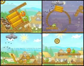 Remember previous two parts of Cover Orange game parts? All time after release skilled players were using their creativity to create original home-made levels. So there you have 80 levels full of fun. This is more difficult than in the original game. You have to protect smiley fruits from the deadly rain. Use Mouse to place all objects.