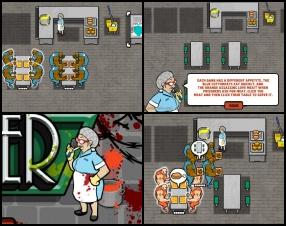 Your task in this dinning game is to manage your prison restaurant and serve lunch for hardened criminals. Use Mouse to click around the screen and send granny to perform different tasks. Serve, seat and clean up after those murderers. Do it quickly, if you don't want to see some bloodbath.