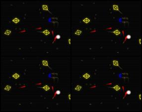 A twist on classic arcade shooters – give the enemy a taste of their own missiles! Use W A S D keys or Arrows to move around. P key to pause,
M to mute sound. Fly through enemy lines, spin around them and try to navigate red missiles to themselves.