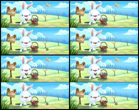 Ваша цель в этой забавной пасхальной игре помочь зайчику. Найдите и кликните мышкой по отличиям на картинках. Если вы ошиблись, то за это снимаются штрафные баллы. В игре отсутствует время, так что проходим игру без суматохи. :)