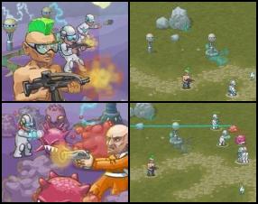 As usual in strategy defence games your task is to protect your base and kill all attacking enemies. As game progresses new alien enemies and new weapons will appear. Use Mouse to control this RTS game.