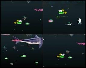 You start as a little water creature. Your task is to grow as big as you can by eating other smaller fishes and sea creatures! Use upgrade options and gain special powers. Avoid many dangers from fishermen, oil and other. Later you'll have to fight against even humans. Use arrow keys to move.