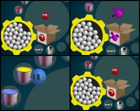 Vēl viena Rūpnīcas Bumbu spēle. Kā parasti tavs uzdevums ir izveidot tādu bumbu, kāda ir parādīta uz kastes. Velc balto bumbu cauri krāsas bundžām, izmanto dažādus aksesuārus un instrumentus, lai sasniegtu savu mērķi. Izmanto peli, lai vadītu spēli.