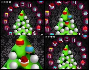 Now your task is to decorate the Christmas tree with coloured balls. Use your mouse to Drag and drop the ball over tool icons to create the corresponding Christmas decoration. To restart your painting work just drag the ball to the Recycle Bin.
