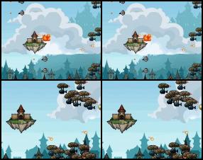 You are inside a big sky fortress. Your task is to control it, destroy all attacking enemies and save all from the sky falling princesses. Collect money and other bonuses to buy upgrades and complete all 20 levels. Use Arrows to move, Mouse to aim and fire.