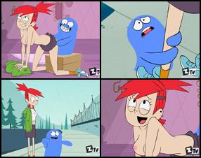 This game is a parody of Foster's Home For Imaginary Friends series, featuring Frankie Foster and Bloo. Frankie is having a hard time managing the Foster home. She is only 22 years old and should be doing something more fun like clubbing and having quickies in washrooms. The redhead copes by having imaginary friends and her favorite is Bloo. Watch Bloo as he fucks Frankie from behind and enjoys every second of it. Frankie does not object and happily opens up for Bloo. What are friends for if not helping a sister out when she needs some servicing?