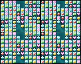 In this typical lines game You must clear each level by lining up three gems of the same kind. You'll need to destroy gems in every tile position before moving on, so think ahead to set up big combos! Use mouse clicks to swap elements.