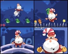 All you have to do in this game is to control jumping Santa to collect presents and dress him up with new clothes. Watch out and don't fall on ice spikes or you'll lose life. Use Mouse to control Santa's every movement. Merry Christmas!