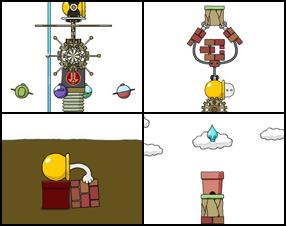 Your aim is to grow the tower as high as possible and reach maximal level for each item. Use mouse to click on the icons on the right side to use them. Think about the order because items are related. Have fun!