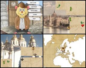 Help Hamster to travel around the World and discover different countries. Avoid enemies, use various pick-ups to finish all 30 levels and set the highest score. Use Arrow keys to move Hamster around the screen. Use various Pickups: Anchor - Stop at the first border, Nut - Become much faster than enemies, Weed - Enemies move slower, Cherry - Get extra points, Heart - Get extra life, Mushroom - All enemies stop.