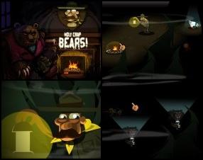 Personally I find this game totally funny, especially when bears points their lighters on their faces :) Your task is to avoid blood thirsty bears. Just move from side to side, collect different things and help your friends. Use arrow keys to move.