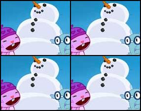 Happy tree friends are having fun on skiing trace. While two of them decided to make a snowman their best friend decided to ski a little bit. When he was skiing down the trace he didn’t notice his friends and beat them down.
