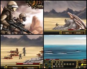 You must create your units, use machines and boats to fight against enemy forces in different environments like air, land or water, to rule over the world. Choose your side and start fighting. Use Mouse to control the game. Use 1-7 numbers to create units faster. Scroll map with Left and Right arrow keys.