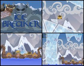 Your goal is to rescue vikings who have unfortunately become trapped in a ice. Slice the ice blocks. Click and drag mouse to do that and solve the puzzles to free all vikings and get them back to the boat. If ice block is to big cut it smaller that captain can break it.