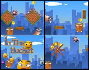 In this fantastic physics game you have to move various objects around the screen in order to guide little smilies to the bucket. Smilies are flying out from the cannon. Use Mouse to drag items and click on the cannon to shot the ball.