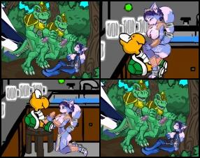 A new version of the game about the fox Krystal and her space adventures from the creators of the game Legend of Krystal. It all starts from the moment when Krystal’s plane crashes and she finds herself in a world of scary and unfriendly monsters. However, the monsters don't want to kill Krystal, they want to fuck her. Your task is to control Krystal and walk around in search of sexual adventures. At the same time, you can count how many times she was fucked throughout the entire game.