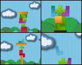 Your task in this very addicting game is to build towers with limited building material. You must use your pieces several times to build your tower higher than the given threshold. Use mouse to select, move and drop shapes. Use Arrows or A and D keys to rotate shapes.