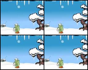 Нужно словить как можно больше снежинок за 5 минут, опасаясь сосулек и снежков. Движение влево-вправо - стрелки, чтобы словить снежинку, стойте прямо под ней, можно проходить по лини движения снежка\сосульки, если он находится ниже рта.