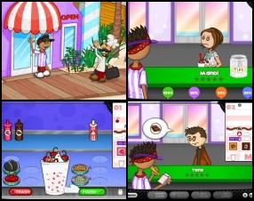 Guess what? Papa continues his business and now it's time to manage an ice cream shop on some tropical island. Take orders, prepare freezing ice creams, add ingredients, blend syrups, add decorations and serve to your customers. Use Mouse to play this game. Follow first time tutorial in the game.