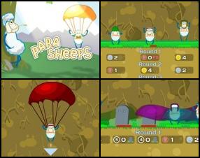Your task is to jump with your crazy sheep using parachute and win the tournament. Land first and you'll be the winner. Click or press space to jump and open parachute. Wait for GO command and open your parachute at the right moment to cause not so much damage.