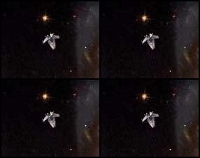 Космический корабль пытается избежать астероидов, уворачиваясь от них и стреляя в них. После выстрела астероид не исчезает, а распадается на более мелкие части, поэтому стрелять в них нужно много. Перемещение: стрелками влево\вправо корабль поворачивается, а стрелкой вперёд двигается в указанном направлении.