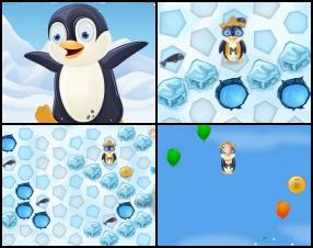 Here you can play 3 different mini-games: little puzzle game, flying to the sky game and snowboard. In first one don't let penguin reach the water holes. Click on the spots to trap the penguin. In second game use mouse to control penguin and hit balloons. Finally, in snowboarding mode use Mouse to control penguin and press Space to jump.