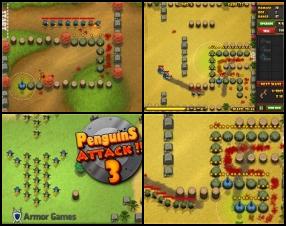Penguins Attack continues and your mission is still the same - don't let penguins cross the finish line. Use all available weapons to kill them all. Fill the level bar to unlock new options. Use Mouse to control this game. Don't forget that you can upgrade or sell your towers.