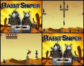 Your goal is to help cool sniper rabbits to kill all people in the level. To do that you must simply use your mouse to aim and shoot the bullet. Bullets are limited and they can bounce against other surfaces. Don't get rabbit hit by objects.