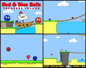 In the third part of Red Ball-series, our lost hero is out with his best buddy Blue Ball. Both of them are trying to find the lost treasure on the island. Collect gems with corresponding ball. Can you help them with that? Use arrow keys to move balls, press Space to switch between the balls.