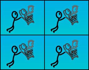 Your objective in game is to fly as far as you can with your shopping cart. Take your shopping cart downhill, up a ramp and make huge jumps and stunts. Press the right arrow key to run, press Up arrow key at the right time to get into the shopping cart or jump. In the air use Left and Right arrow keys to balance.