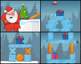 Your aim is to break the ice blocks by throwing your snowballs at them in order to get the blue gifts on the ground. Remember that wooden and stone blocks cannot be broken! Use your mouse to aim and throw.