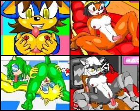 Found this old game on the internet. You can pick one of the 4 furry characters and have sex with one of them in many ways. But first you have to strip her. Each heroine have one special scene that differs from others. Everything else is the same.