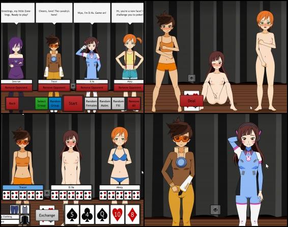 In this poker game you can undress 82 (and counting) famous characters from different genres and series (Pokemon, Overwatch, Zone-tan, Final Fantasy etc)! Personalize your character, choose your opponents and start playing. You must win to see how other characters cum and get access to bonus content.