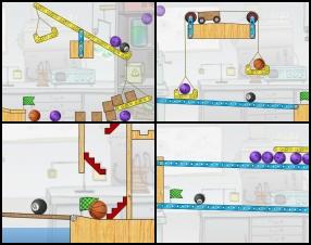 Use various balls to guide pool ball Nr.8 to the green finish flag and pass the level. Every ball has it's own properties: Bowling ball is heavy, Bubble ball is light and flies up, Basket ball bounces and float on water. Use Mouse to drop balls on the screen.