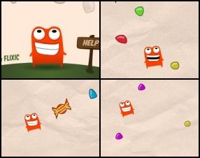 You are a small orange monster and you love desserts, cakes and ice cream. Your aim is to eat all candies to bounce higher into the sky. Use Mouse to control your hero's flying direction. Collect energy points and click to boost and jump higher.