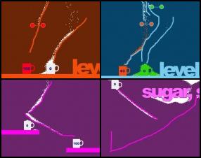 In this game you have to draw lines to guide sugar flow to the cups. There are 30 levels and special bonus free-play mode. Use Mouse to draw lines and change direction of the sugar fall. Remember that there's a reset button all the time.