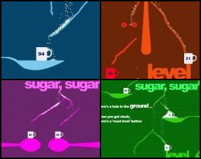 Игра Sugar Sugar снова с нами, она наполнена новыми вызовами и уровнями, которые надо решить. Твоя задача - рисовать линии, тогда когда это нужно, чтобы доставить кусочки сахара в соответствующею кружку и наполнить ее до 100. Для управления используй мышку.