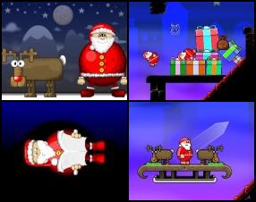 Merry Christmas everyone! Your task in this Christmas game is to kick Santa, collect all bags of presents and get into chimneys as fast as possible. Use your mouse to aim, set power of your kick and kick the Santa.