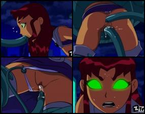 Po Raven, zły demon zabiera się za Starfire! Te dziewczyny mają jednak super moce w swych cipkach- zobacz na czym polega ich moc!