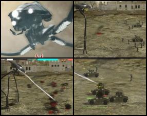 You play as a giant alien robot and your task is to kill all human armies that are trying to stop you. Survive wave by wave, upgrade your alien ship and destroy all mankind. Use mouse to aim and fire.
