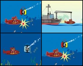 Your task is to control your submarine, upgrade it all the time so it will become really unstoppable machine. After each go you'll earn some money for upgrades. Use Up and Down Arrows to move. Press Space to shoot.